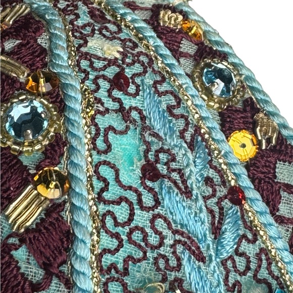 Mary McFadden Couture Long-sleeve Turquoise Pleated Accordion Gown - Picture 14 of 15